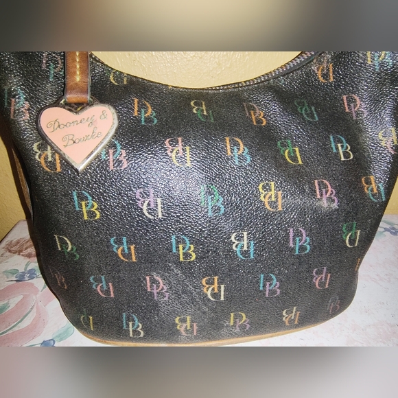 Vintage Dooney & Bourke Rainbow Monogram Hobo - Picture 4 of 12